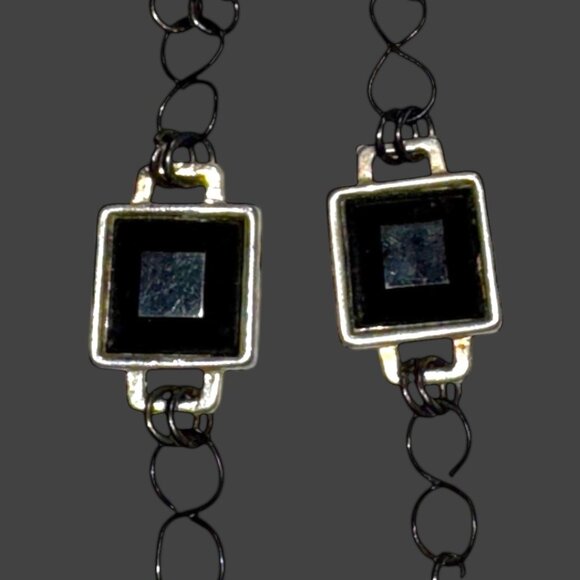 Mixed Media Crystal Skull Pendant & VNTG Art-Deco Black Onyx & Silver Metalwork - Picture 5 of 17